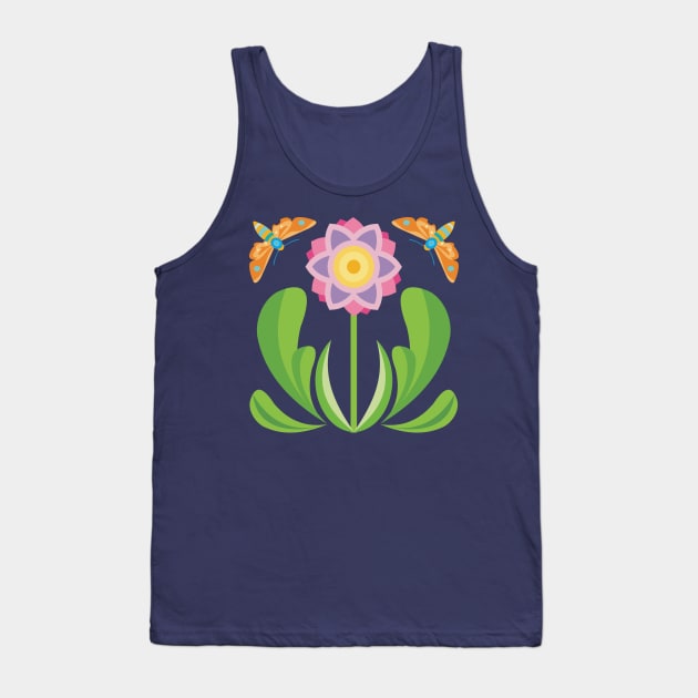 Flower Garden with Colorful Moths Tank Top by evisionarts